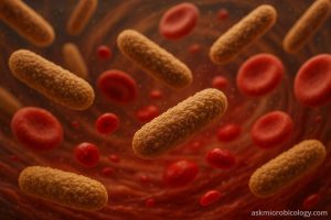 Hyper-realistic illustration of bacteria and red blood cells representing bacterial vaginosis causing minor bleeding